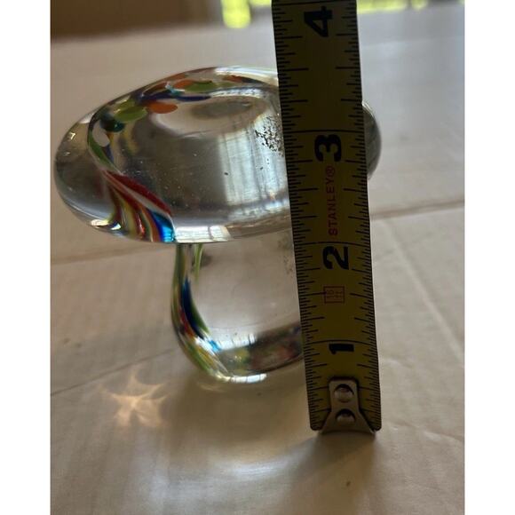 Murano Italian Art Glass Sculpture MUSHROOM Paperweight Control Bubbles Colorful - Picture 10 of 11